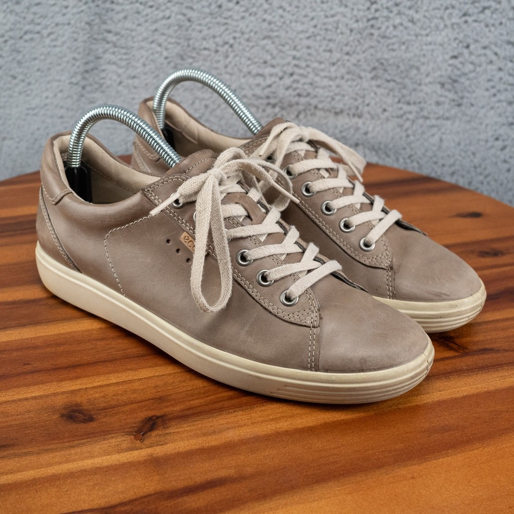 ECCO Shoes Womens 9/40 Casual Sneakers Grey Leather Low Top Lace Up Comfort